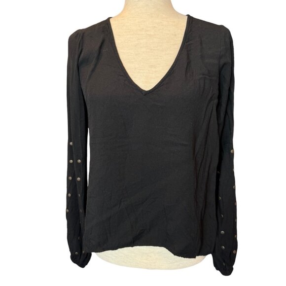 FOR LOVE & LEMONS black blouse with stud decor SIze Small EUC - Picture 1 of 8